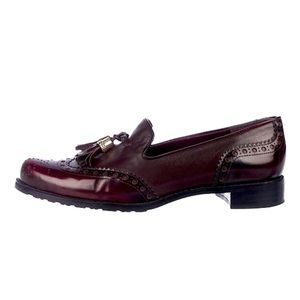 Stuart Weitzman Tinted Oxford Loafers Burgundy Size 6